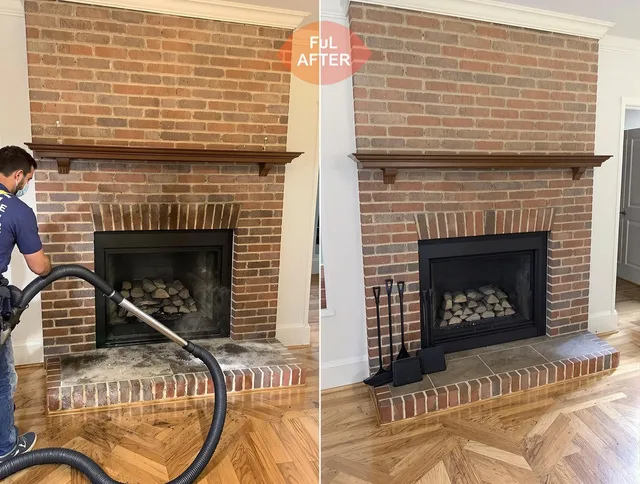 Murrieta Chimney Sweep carefully sanitizing a fireplace in Murrieta, CA