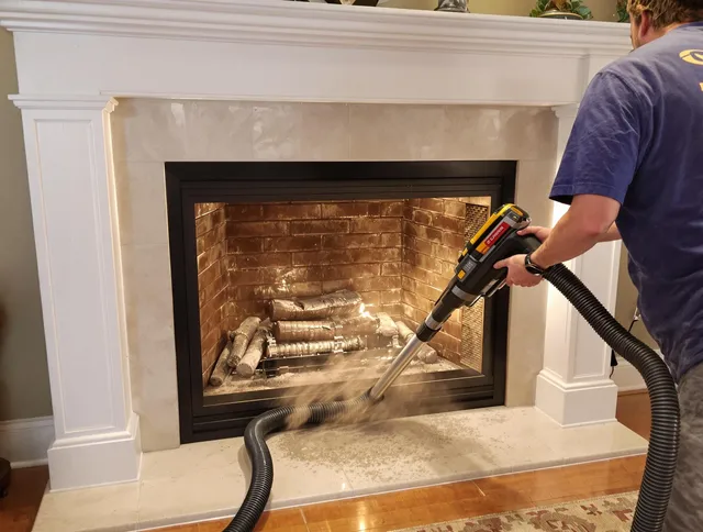Fireplace cleaning performed by Murrieta Chimney Sweep in Murrieta, CA